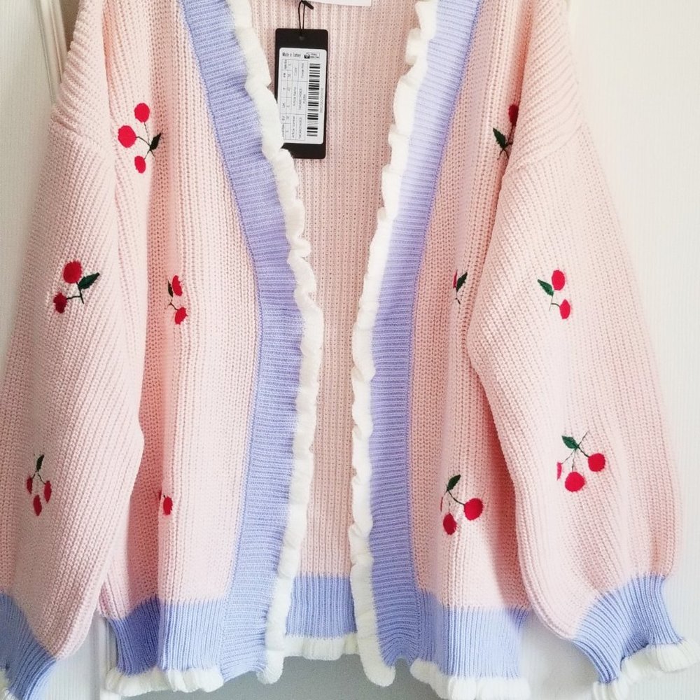 Cherries Anyone? Kawaii Cute Light Cherry Cardigan - Picture 1 of 4